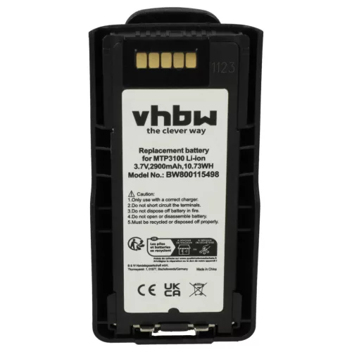 VHBW Radio Battery NNTN8020B, NNTN8020AC, NNTN8020A, NNTN8020 - 2900 mAh 3.7 V Li-Ion