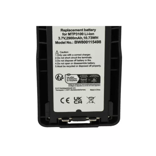 VHBW Radio Battery NNTN8020B, NNTN8020AC, NNTN8020A, NNTN8020 - 2900 mAh 3.7 V Li-Ion