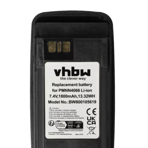 VHBW Radio Battery NNTN4066, PMNN4065, NNTN4077, NNTN4103 - 1800 mAh 7.4 V Li-Ion