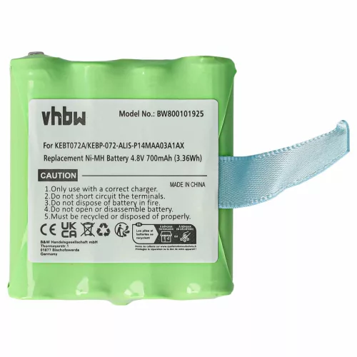 VHBW Radio Battery KEBT072A, BATT4R, BATT-4R, KEBT-072-A - 700 mAh 4.8 V NiMH