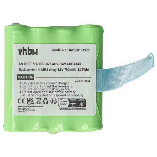 VHBW Rádió Akkumulátor KEBT072A, BATT4R, BATT-4R, KEBT-072-A - 700 mAh 4,8 V NiMH