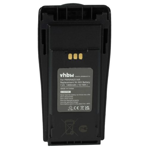 VHBW Radio Akku NNTN4497A, NNTN4497, NNTN4496AR, NNTN4496 - 1400 mAh 7,2 V NiMH