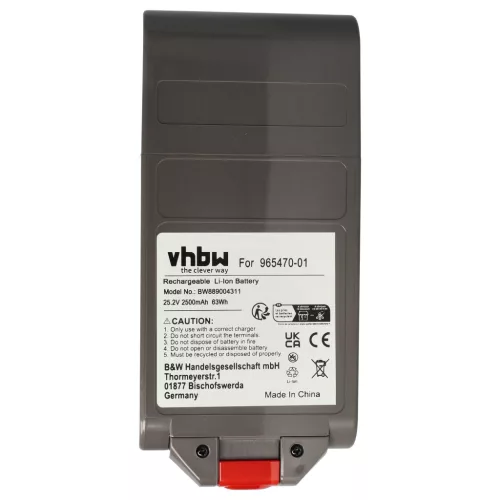 VHBW Battery for Dyson V12 - 2500 mAh 25.2 V Li-Ion