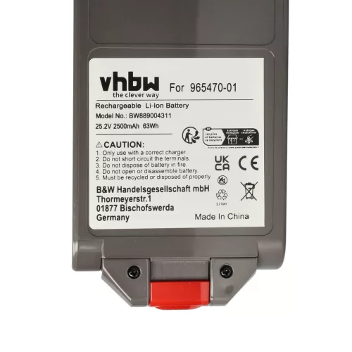 VHBW Battery for Dyson V12 - 2500 mAh 25.2 V Li-Ion