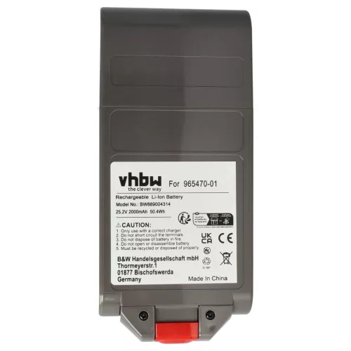 VHBW Vacuum Cleaner Battery Dyson 96547001, 965470-01 - 2000 mAh 25.2 V Li-Ion