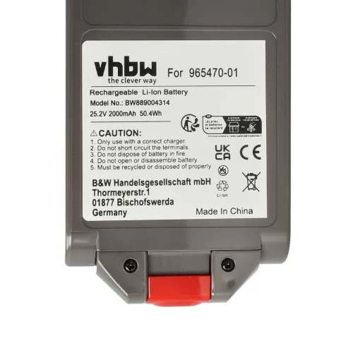 VHBW Vacuum Cleaner Battery Dyson 96547001, 965470-01 - 2000 mAh 25.2 V Li-Ion