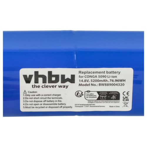 VHBW Staubsauger Akku Cecotec Conga 5090, 5490, 6090, 7090 - 5200 mAh 14,8 V Li-Ion