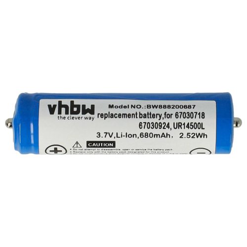 VHBW Electric Shaver Battery 67030924, 67030718, 7030924, 81489177 - 680 mAh 3.7 V Li-Ion