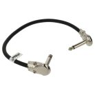 VHBW Guitar Cable 6.35 mm Jack Plug - 30 cm, Flat, Black/Silver