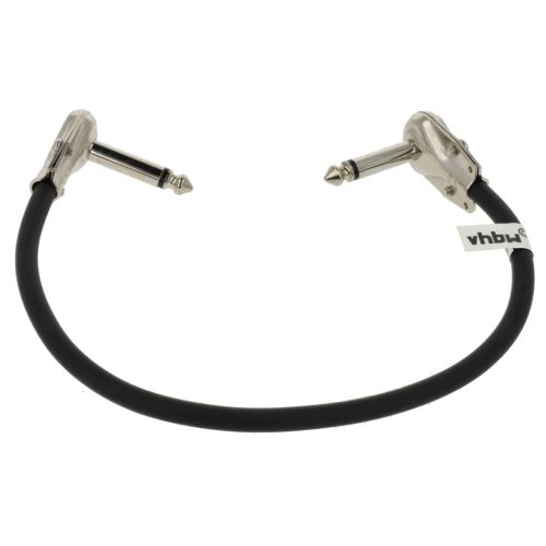 VHBW Guitar Cable 6.35 mm Jack Plug - 30 cm, Flat, Black/Silver
