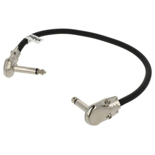 VHBW Guitar Cable 6.35 mm Jack Plug - 30 cm, Flat, Black/Silver