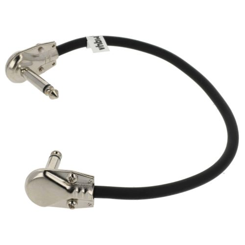 VHBW Guitar Cable 6.35 mm Jack Plug - 30 cm, Flat, Black/Silver