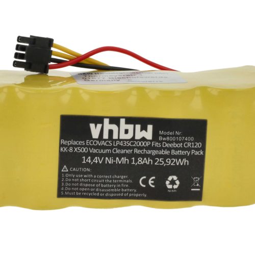 VHBW Akkumulátor Ariete LP43SC2000P, AT5186005100 - 1800 mAh 14,4 V NiMH