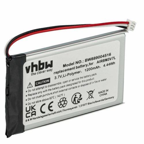 VHBW Remote Control Battery R0BATT00E0018, BH3V7L, AIRBM3V7L - 1200 mAh 3.7 V Li-polymer