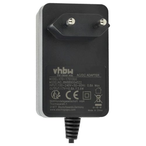 VHBW Hálózati adapter MRK9103A Robomow fűnyíró robot töltőállomáshoz - 17 V / 0,8 A