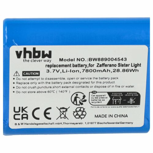 VHBW Akku Zafferano BAT04705506701900, 8056300198024 - 7800 mAh 3,7 V Li-Ion