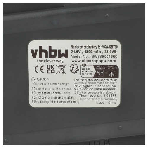 VHBW Akku Samsung 8806092219397, VCASBTA60, VCA-SBTA60 - 1800 mAh 21,6 V Li-Ion