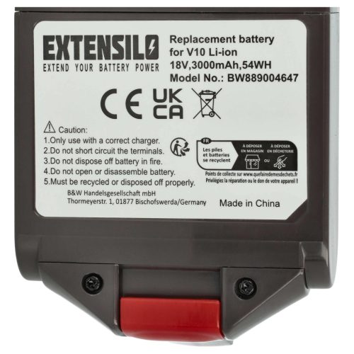 VHBW Vacuum Cleaner Battery Dyson 398006-01, 971450-06, 398857-01, 965171-02 - 3000 mAh 18 V Li-Ion