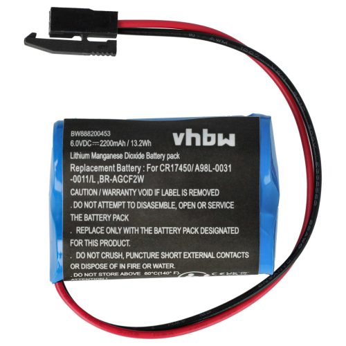 VHBW CNC Controller Battery GE Fanuc BR-AGCF2W - 2200 mAh 6 V Li-MnO2