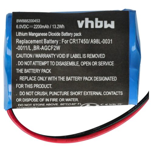 VHBW CNC Controller Battery GE Fanuc BR-AGCF2W - 2200 mAh 6 V Li-MnO2