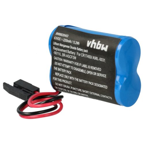VHBW CNC Controller Battery GE Fanuc BR-AGCF2W - 2200 mAh 6 V Li-MnO2