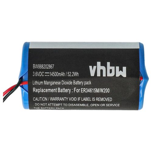 VHBW Alarmanlagen Akku 0-9912-K, ER34615M, 88030498 - 14500 mAh 3,6 V Li-SOCl2