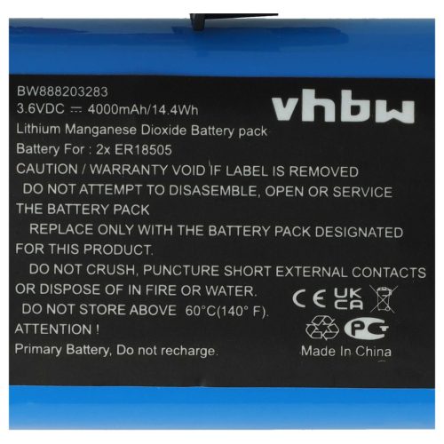 VHBW Alarmanlagen Akku 103-304742-2, 2XER18505M - 4000 mAh 3,6 V Li-SOCl2