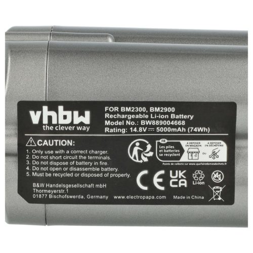 VHBW Redőny Akkumulátor Daiwa RB-CC4002, BM2500, BM2300, BM2900, BM2600 - 5000 mAh 14,8 V Li-Ion