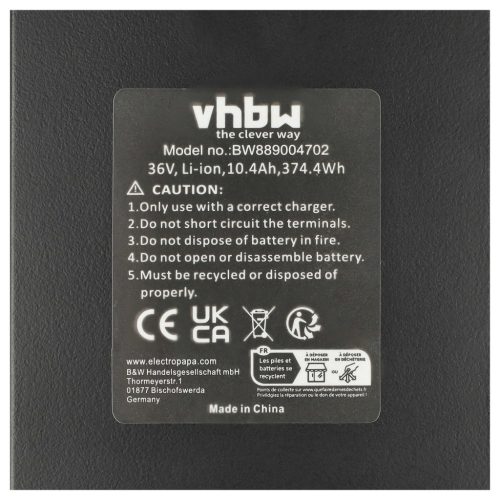 VHBW E-Bike Battery for Prophete motors - 10.4 Ah 36 V Li-Ion