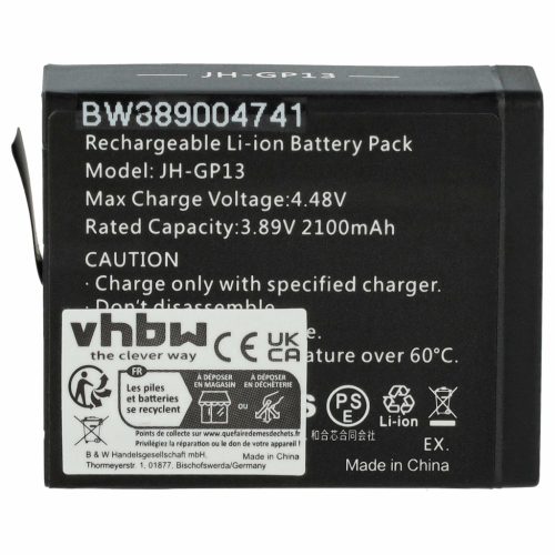 VHBW Akku GoPro JH-GP13 - 2100 mAh 3,89 V Li-Ion