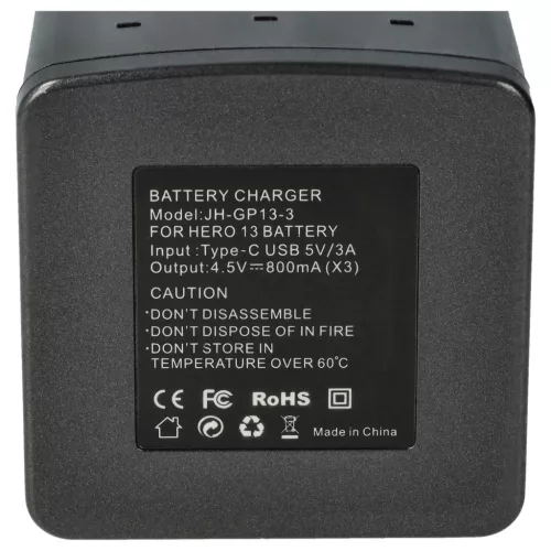 VHBW Battery Charger USB-C + USB-C Cable for GoPro JH-GP13 Replacement - 4.5 V / 0.8 A