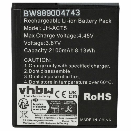 VHBW Akku DJI BCX204-1950-3.87, CP.OS.00000370.01, JH-ACT5 - 2100 mAh 3,8 V Li-Ion