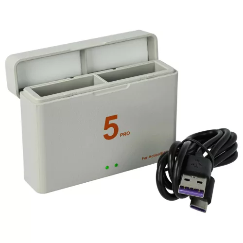 VHBW Battery Charger USB-C + USB-C Cable for DJI Osmo ACTION 5, Action 3, Action 4, Action 5 Pro Digital Camera - 4.5 V