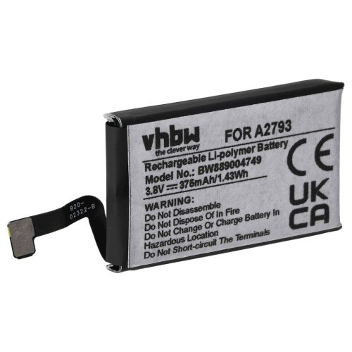 VHBW Kabelloses Headset Akku Apple A2793 - 375 mAh 3,8 V Li-Polymer