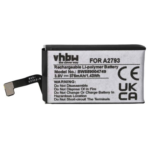VHBW Kabelloses Headset Akku Apple A2793 - 375 mAh 3,8 V Li-Polymer