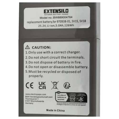 VHBW Vacuum Cleaner Battery Dyson V11, V15, SV15, SV17, SV18 - 5000 mAh 25.2 V Li-Ion