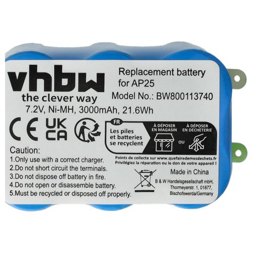 VHBW Electric Tool Battery Pellenc AP25 - 3000 mAh 7.2 V NiMH