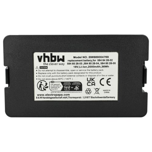 VHBW Battery Flymo 5902142-02, 5848228-01, 5848428-02, 584 84 28-02 - 2 Ah 18 V Li-Ion