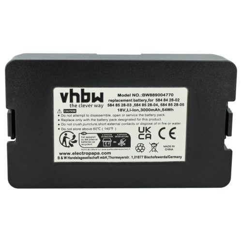 VHBW Battery Flymo 5902142-02, 5848228-01, 5848428-02, 584 84 28-02, 590 21 42-02 - 3 Ah 18 V Li-Ion