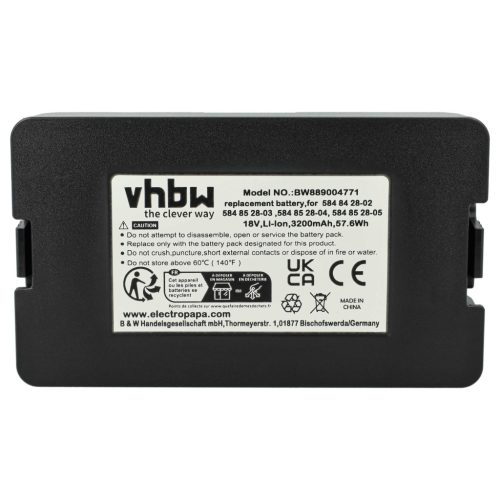 VHBW Battery Flymo 5902142-02, 5848228-01, 5848428-02, 584 84 28-02, 590 21 42-02 - 3200 mAh 18 V Li-Ion