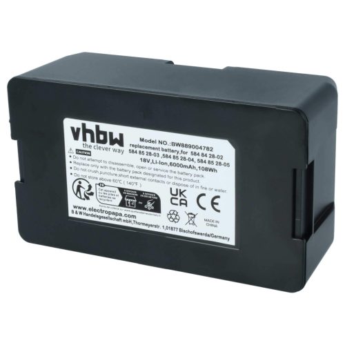 VHBW Battery Husqvarna 5848228-01, 5848428-02, 584 84 28-02, 5848528-01, 5848528-02 - 6000 mAh 18 V Li-Ion