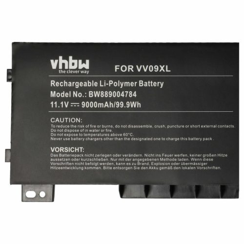 VHBW Notebook Battery 808398-2B1, 808398-2B2, 808398-2C1, 808398-2C2 - 9000 mAh 11.1 V Li-Ion