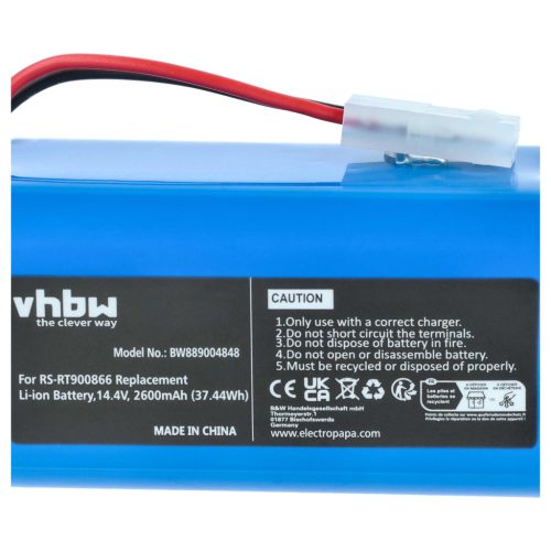 VHBW Battery Rowenta RS-RT900866 replacement - 2600 mAh 14.4 V Li-Ion