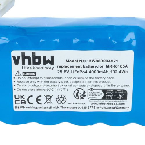 VHBW Lawn Mower Battery MRK6105A - 4000 mAh 25.6 V LiFePO4