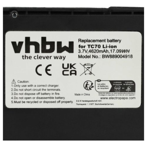 VHBW Akku Motorola 82-171249-02, 82-171249-01, BT-000318 - 4620 mAh 3,7 V Li-Ion