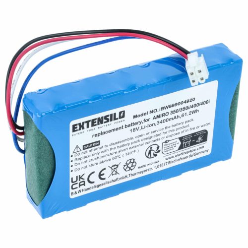 VHBW Lawn Mower Battery 1920726 - 3400 mAh 18 V Li-Ion