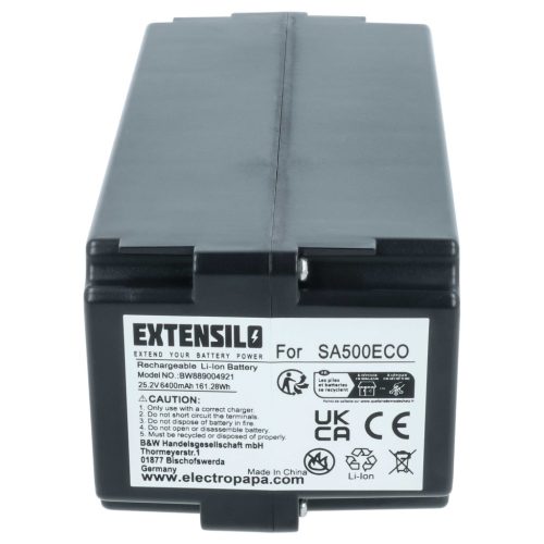 VHBW Battery Yard Force 862601, 862615, 862617, 862618, 0862622, 0862622001 - 6400 mAh 25.2 V Li-Ion