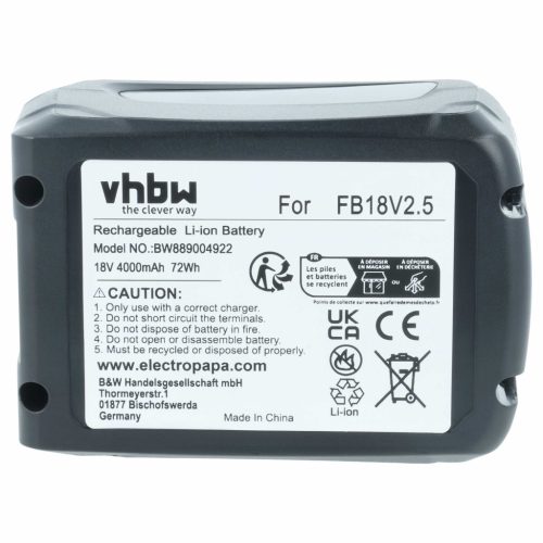 VHBW Battery Flymo FB18V2.5 - 4000 mAh 18 V Li-Ion