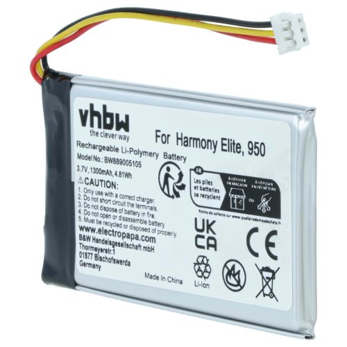 VHBW Akku Logitech 533-000128, 623158 - 1300 mAh 3,7 V Li-Polymer