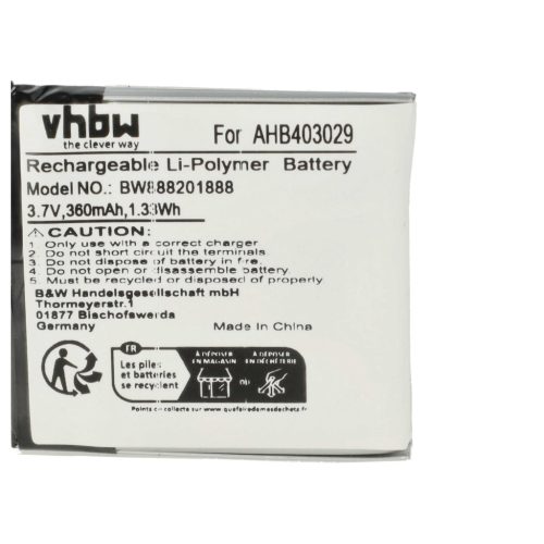 VHBW Kabelloses Headset Akku AHB403029 - 360 mAh 3,7 V Li-Polymer